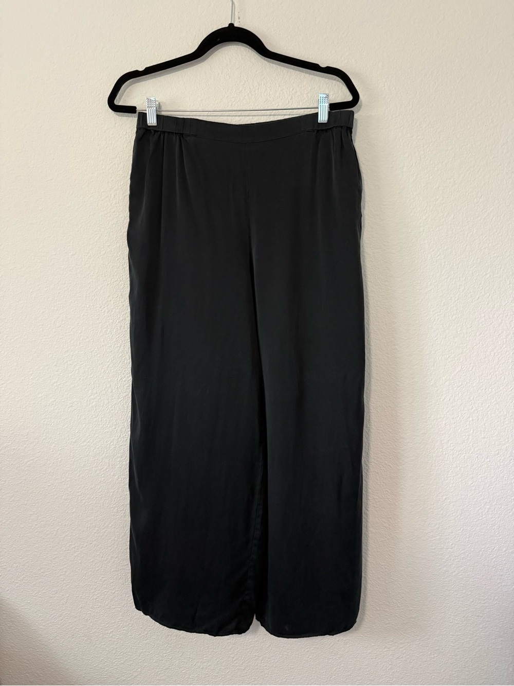 Quince Black Wide-Leg Pull-On Pijama Pants